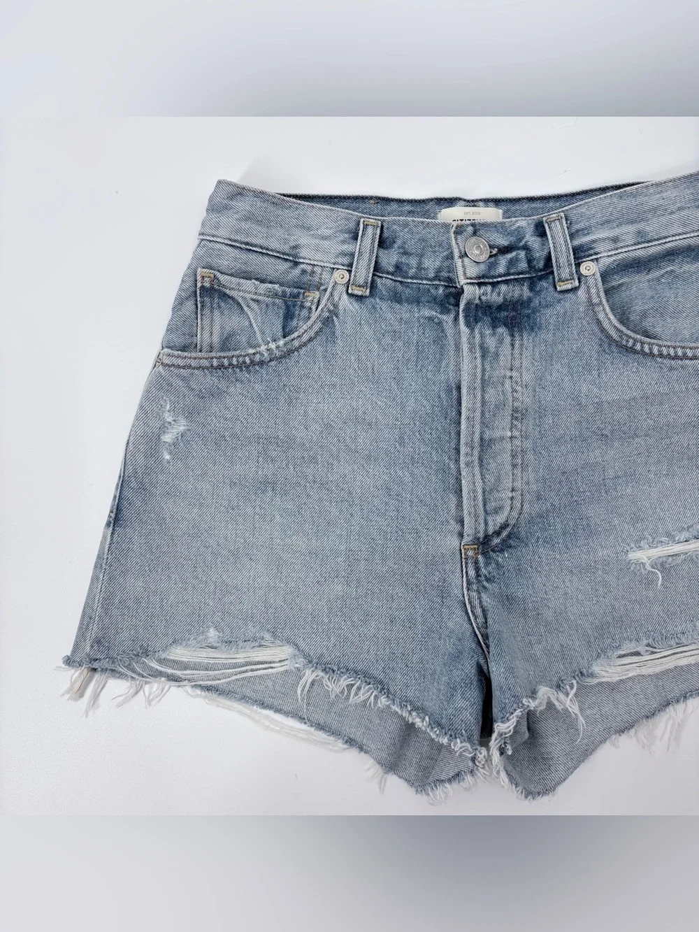 Citizens of Humanity Kaia High-Rise Distressed Denim Shorts
